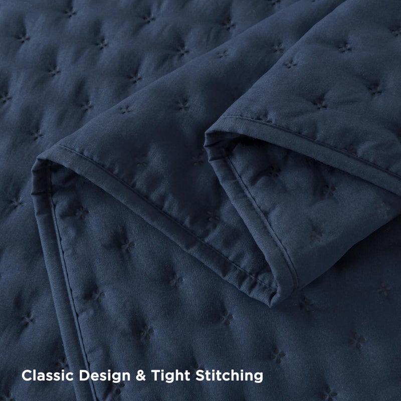 Andency Navy Blue King Size Quilt Bedding Set (106x96 Inch), 3 Pieces Soft Lightweight Bedspread Coverlet, Boho Summer Quilt King Size for All Season(1 Quilt, 2 Pillow Shams) - Image 5