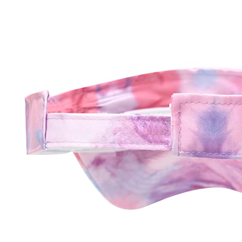 ANDICEQY Sport Sun Visor Hats Adjustable Empty Top Baseball Cap Cotton Ball Caps for Women and Men (Tie Dry-Pink) - Image 5