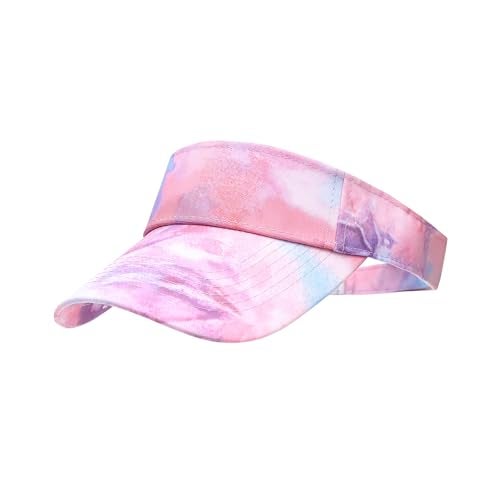 ANDICEQY Sport Sun Visor Hats Adjustable Empty Top Baseball Cap Cotton Ball Caps for Women and Men (Tie Dry-Pink) - Image 1