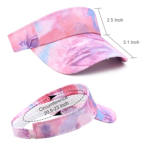 ANDICEQY Sport Sun Visor Hats Adjustable Empty Top Baseball Cap Cotton Ball Caps for Women and Men (Tie Dry-Pink) - Image 3