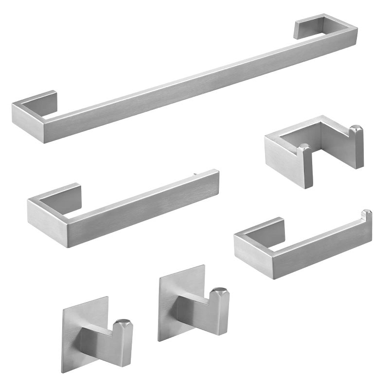 Fapully 236Inch 6 Piece Bathroom Hardware Accessories Set Stainless Steel Wall Mounted Brushed Nickel Include Towel BarHand Towel HolderToilet Paper HolderRobe Towel HookCoat HookTowel bar Set