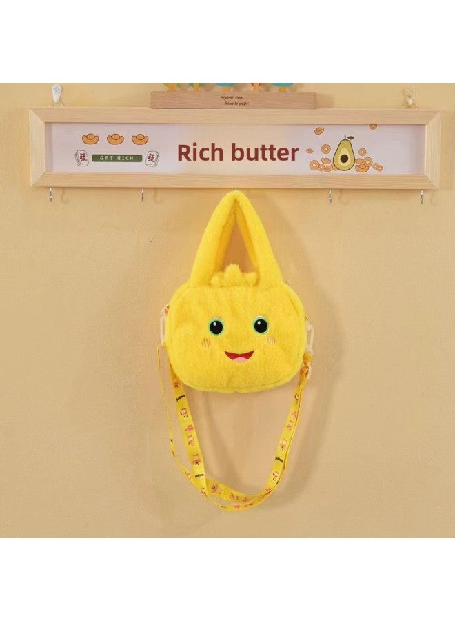 Plush Bag Women's Crossbody Bag Cartoon Children's Bag Winter Cute Little Girl Doll Portable Shoulder Bag-Specifications:About 20- 25cm-Color:Yellow Milk Dragon  - Image 1