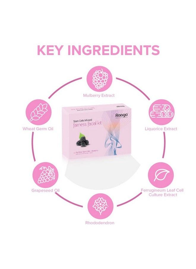 RAAGA PROFESSIONAL - Stemcell Fairness Facial Kit Infused With Alp Rose Stem Cells And Mulberry For A Glowing And Radiant Skin Suitable For Uneven Skin Tone 61 G - Image 1
