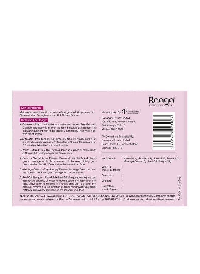 RAAGA PROFESSIONAL - Stemcell Fairness Facial Kit Infused With Alp Rose Stem Cells And Mulberry For A Glowing And Radiant Skin Suitable For Uneven Skin Tone 61 G - Image 1