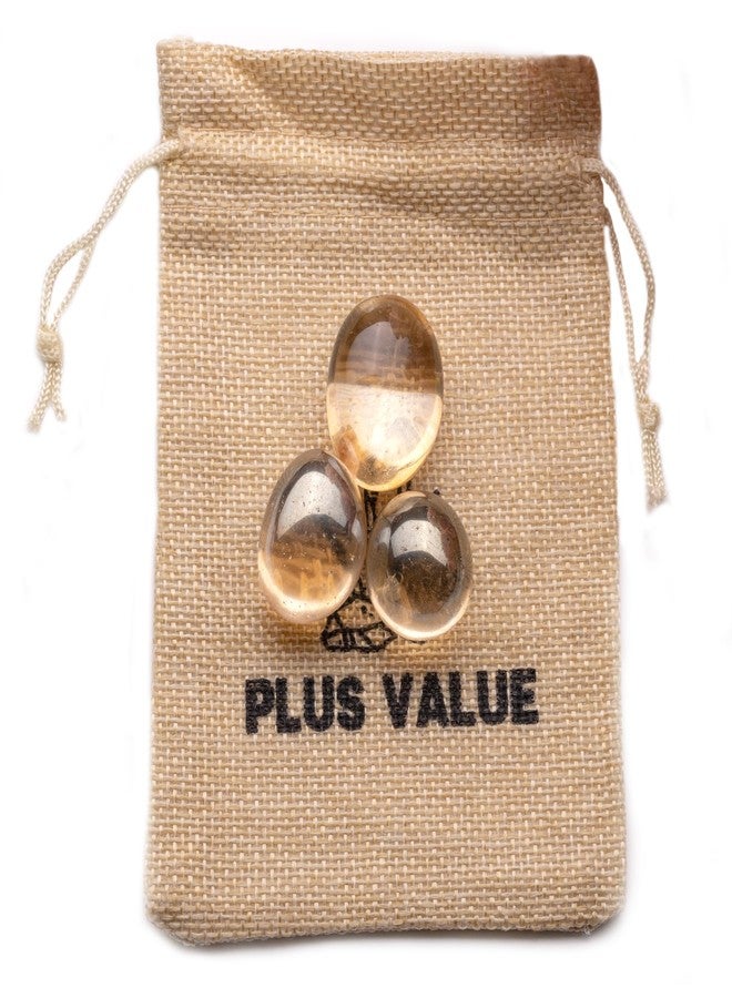 Plus Value أحجار كوارتز أورا تيتانيوم ذهبية مصقولة من بلس فاليو، كريستال ريكي للشفاء، أورا شاكرا (50 جرام، كيس من الجوت) - Image 1
