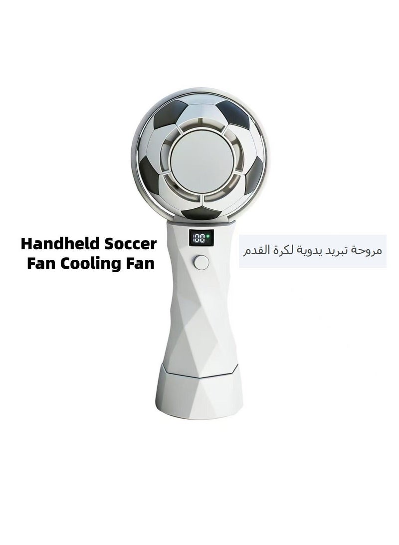 مروحة تبريد يدوية لكرة القدم لكأس العالم، مروحة توربينية صغيرة محمولة تعمل بأكياس الثلج شبه الموصلة، مع شاشة عرض رقمية للطاقة، قابلة للتعديل بست سرعات، بدون شفرات، صامتة، تدفق هواء قوي، مروحة جيب قابلة لإعادة الشحن.- أبيض - Image 1