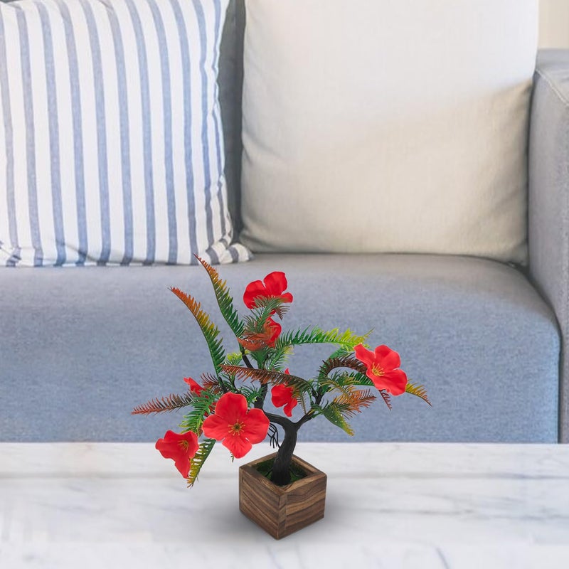 DecoreBugs Artificial Flower Tree Bonsai with Wooden Pot for Indoor Home Office Décor - Image 5