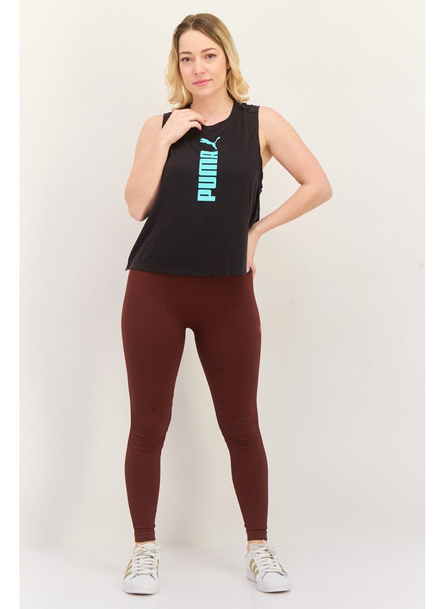 PUMA Women Sportswear Fit Sleeveless Training Tank Tops, Black/Turquoise  - Image 4