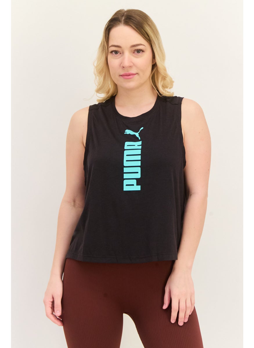 PUMA Women Sportswear Fit Sleeveless Training Tank Tops, Black/Turquoise  - Image 1
