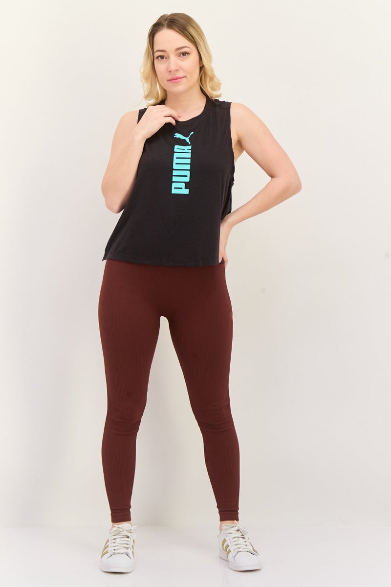 PUMA قمصان تدريب بلا أكمام للنساء، سوداء/تركواز - Image 4