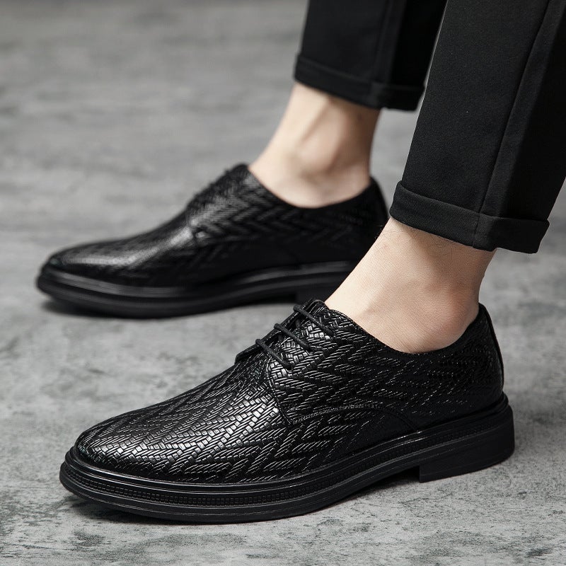 2024 Spring British Leather Shoes Men'S Korean Fashionable All-Match Men'S Casual Men'S Shoes Business Lace-Up Leather Shoes - Image 5