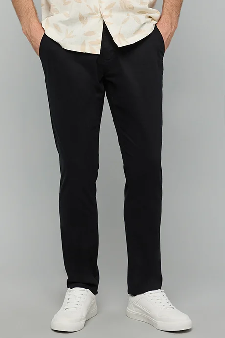 أر أند بي Solid Slim Fit Pants with Button Closure
