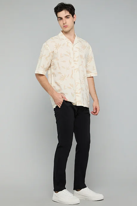 أر أند بي Solid Slim Fit Pants with Button Closure