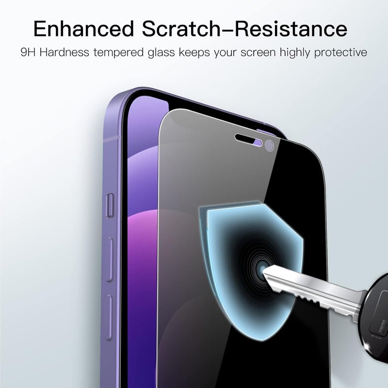 جي تيك واقي شاشة كامل التغطية للخصوصية من JETech لجهاز iPhone 12/12 Pro مقاس 6.1 بوصة، فيلم زجاجي مقسّى مضاد للتجسس، حماية من الحافة إلى الحافة متوافقة مع الحافظة، عبوة من قطعتين - Image 5