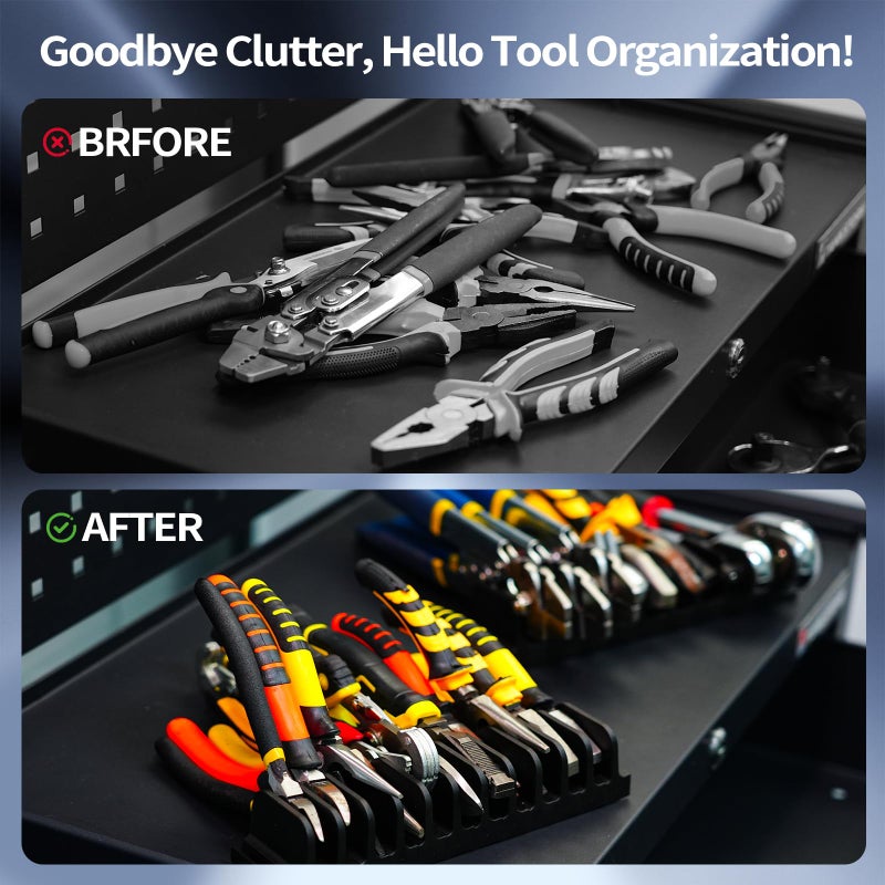 Mudygelay 44 PCS Plier Organizer for Toolbox & Tool Drawer, Modular Desgin Plier Holders, Modular Toolbox Organizer System for Professional and DIY Mechanics, Include 20 Big Slot and 22 Small Slot, Black - Image 2