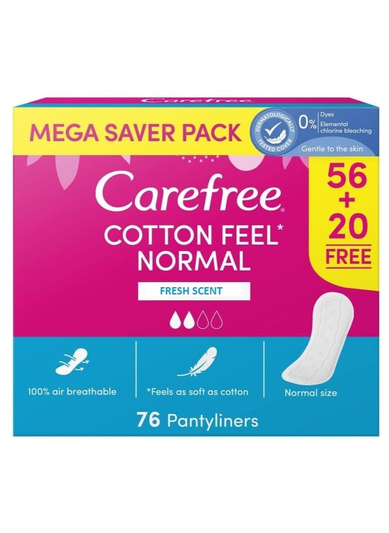 Carefree Daily Cotton Panty Liners Fresh Scent 76 Pieces Pack  - Image 1