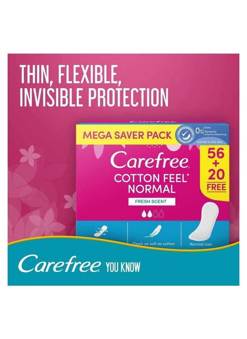 Carefree Daily Cotton Panty Liners Fresh Scent 76 Pieces Pack  - Image 2