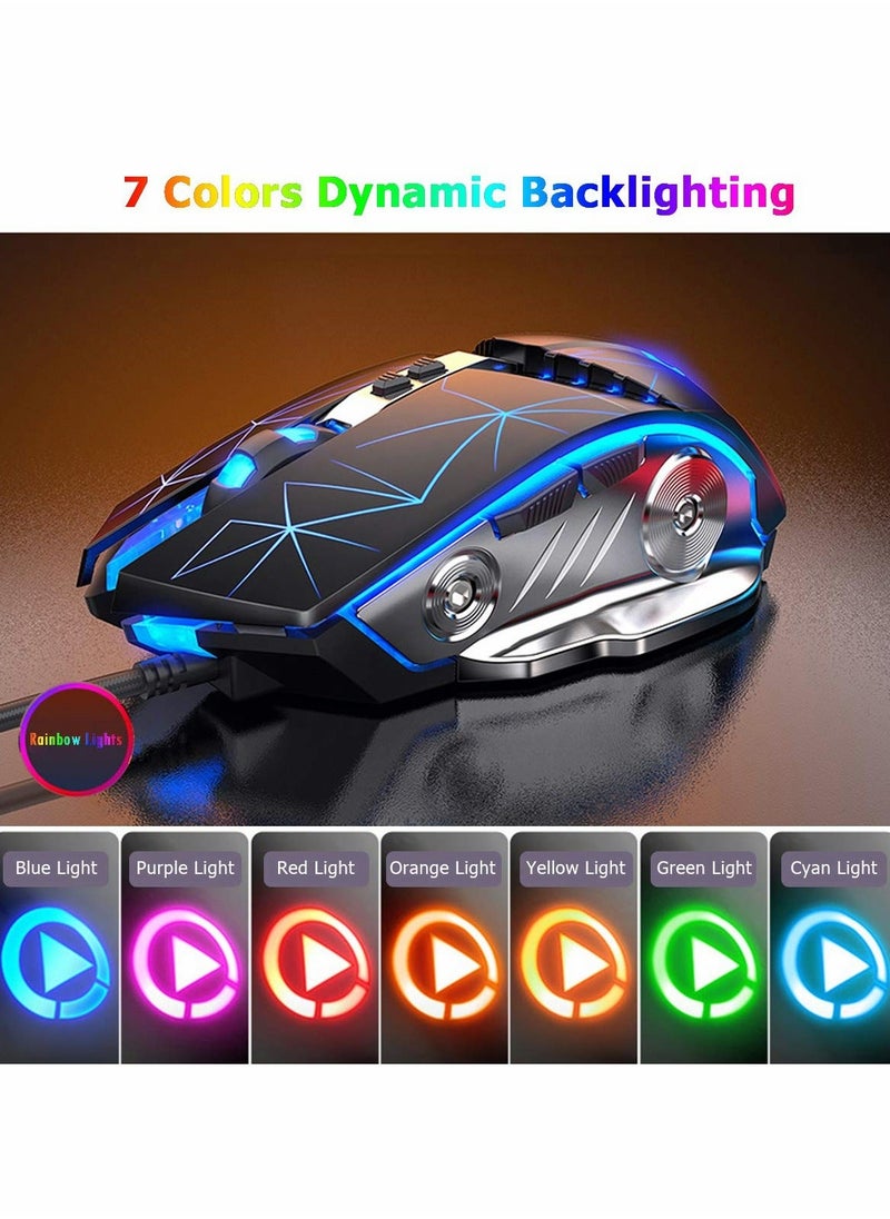 Generic Gaming Mouse USB Wired RGB Backlit Silent Click Gamer Mouse with 4 Adjustable DPI Up to 3200, Comfortable Grip Ergonomic Optical Gaming Mice for Laptop PC Gamer Computer  - Image 3