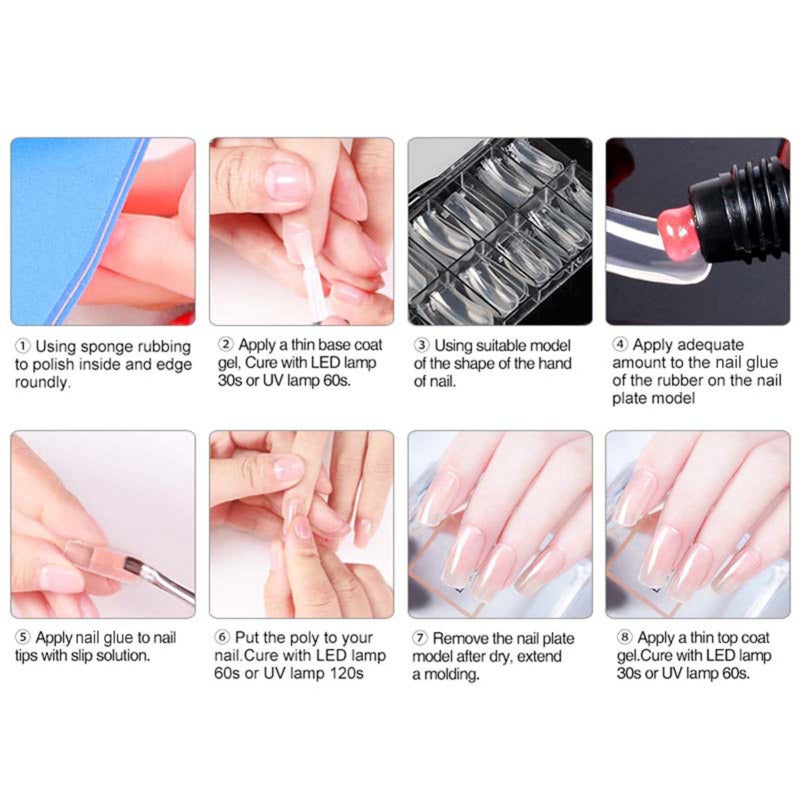 Manicure Set: 2 Sizes Transparent Nail Molds, Professional Glossy Long-Lasting Nail Glue - Fast Nail Design Creation Nail Extension Kit for Professional And Personal Use - Image 4
