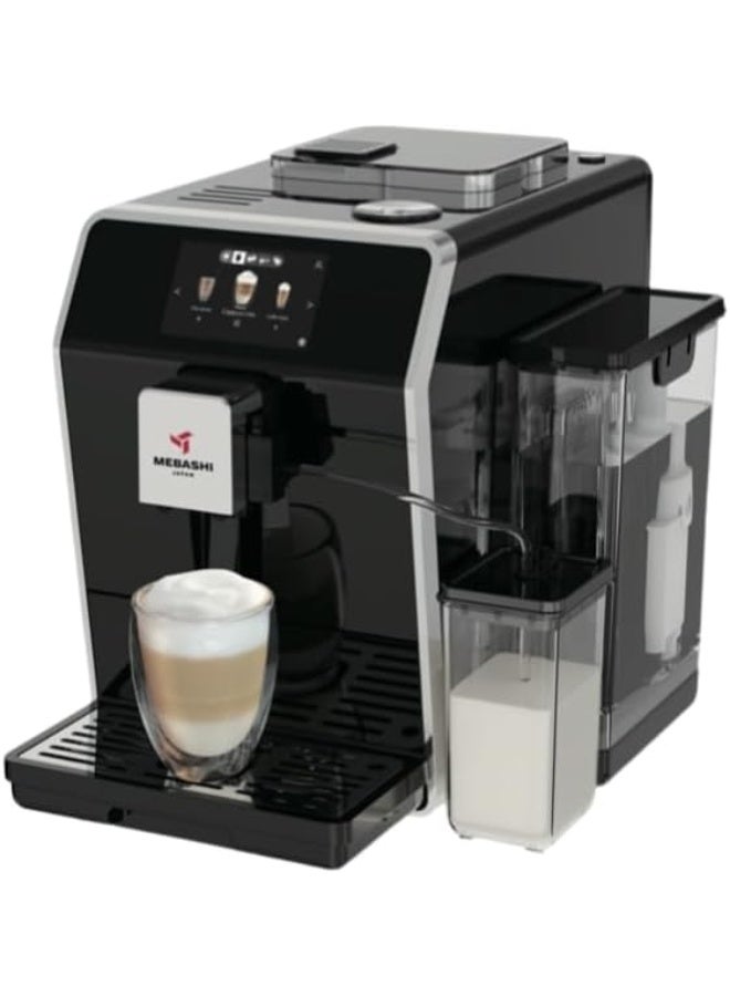 MEBASHI Automatic Coffee Machine, 1.5L, 19 Bar, 1580W, Black, with Adjustable Spout and Bean Container (ME-ACM5000)