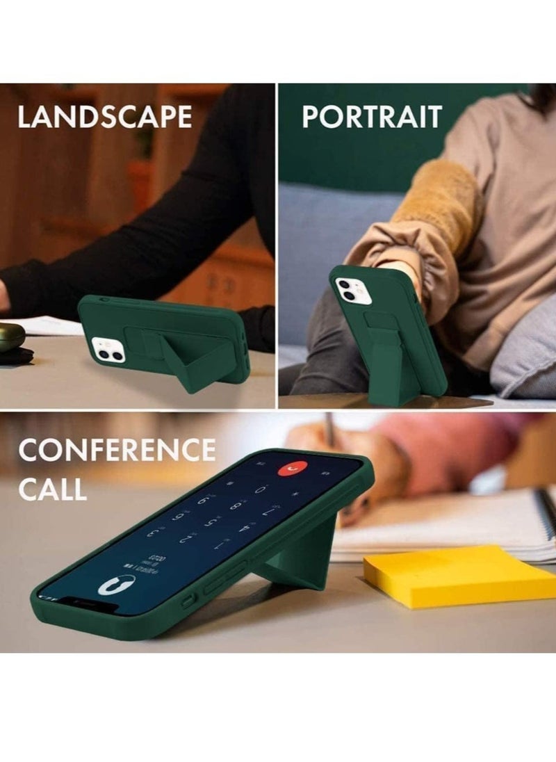 JAJEEK Green Magnetic Car Mount Case for iPhone 16 – Premium Silicone Kickstand with Hand Strap - Image 3