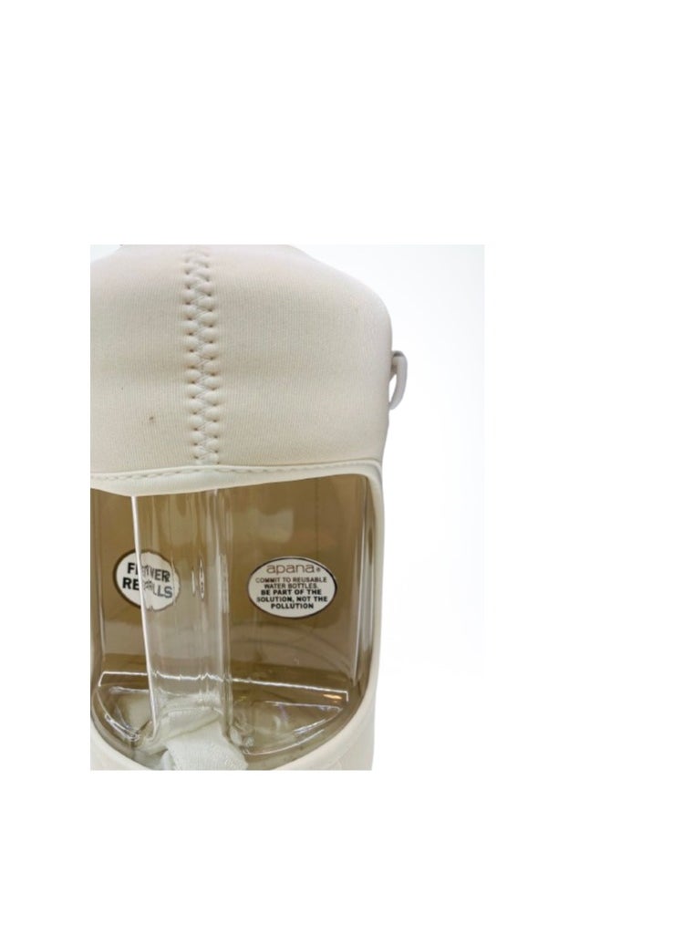 Apana - APANA - Zero BPA Plastic - 2.2L Water Bottle with Straw and Covered Lid – Phone & Key Storage - Drop proof - Leak Proof - Shoulder Strap and Handle – Large Gym Water Bottle – BEIGE - Image 1
