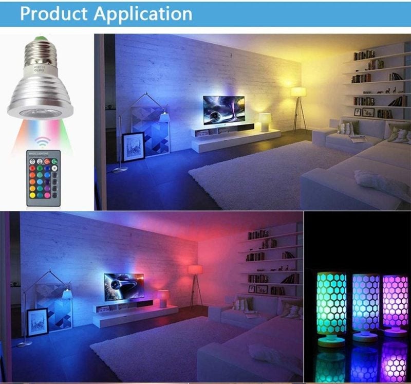أضواء بقاء متغيرة اللون RGB: لمبة LED E27 3 واط - حبات لمب مستقرة قابلة للتوهج 85-265 فولت لفقرات العيد والمشاركة في أفراح الميلاد وملاعب الكي تي في والمنزل والبار وتزيين الحفلات الزوجية - Image 5