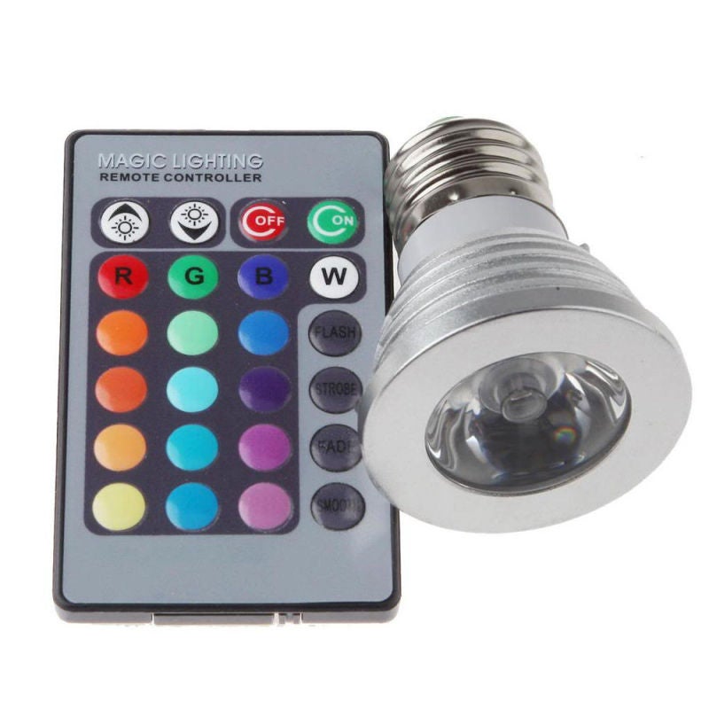 أضواء بقاء متغيرة اللون RGB: لمبة LED E27 3 واط - حبات لمب مستقرة قابلة للتوهج 85-265 فولت لفقرات العيد والمشاركة في أفراح الميلاد وملاعب الكي تي في والمنزل والبار وتزيين الحفلات الزوجية - Image 1