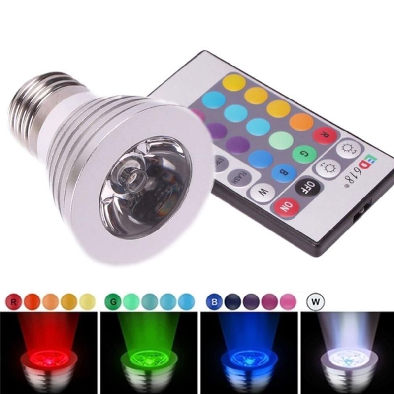 أضواء بقاء متغيرة اللون RGB: لمبة LED E27 3 واط - حبات لمب مستقرة قابلة للتوهج 85-265 فولت لفقرات العيد والمشاركة في أفراح الميلاد وملاعب الكي تي في والمنزل والبار وتزيين الحفلات الزوجية - Image 2