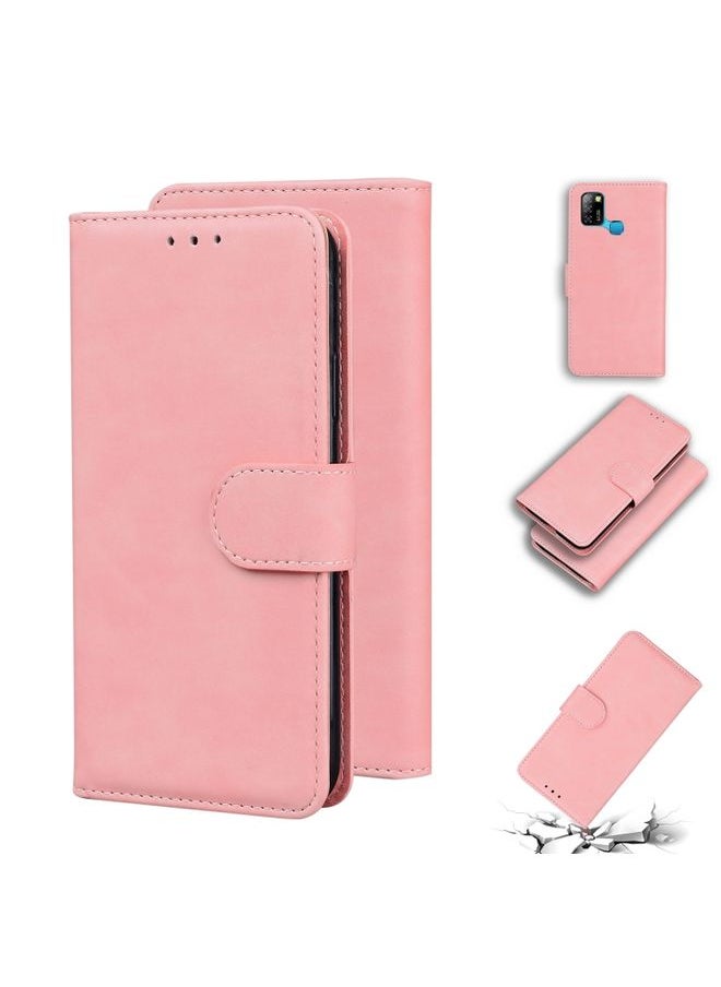 HuHa - Case Cover For For Infinix Smart 5 X657 / Hot 10 Lite Skin Feel Pure Color Flip Leather Phone Case(Pink) - Image 1