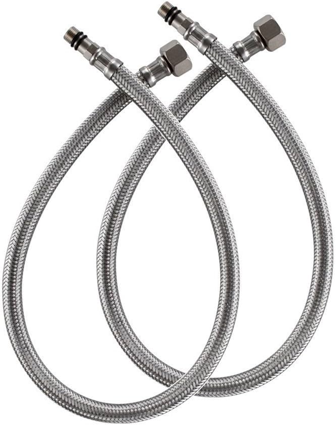 32 Inch Faucet Supply Lines Braided Stainless Steel Hose 3/8-Inch Female Compression Thread x M10 Male Connector Replacement Parts,Kitchen Bathroom Outdoor Faucet Sink Basin cUPC Water Hose,2 Pcs