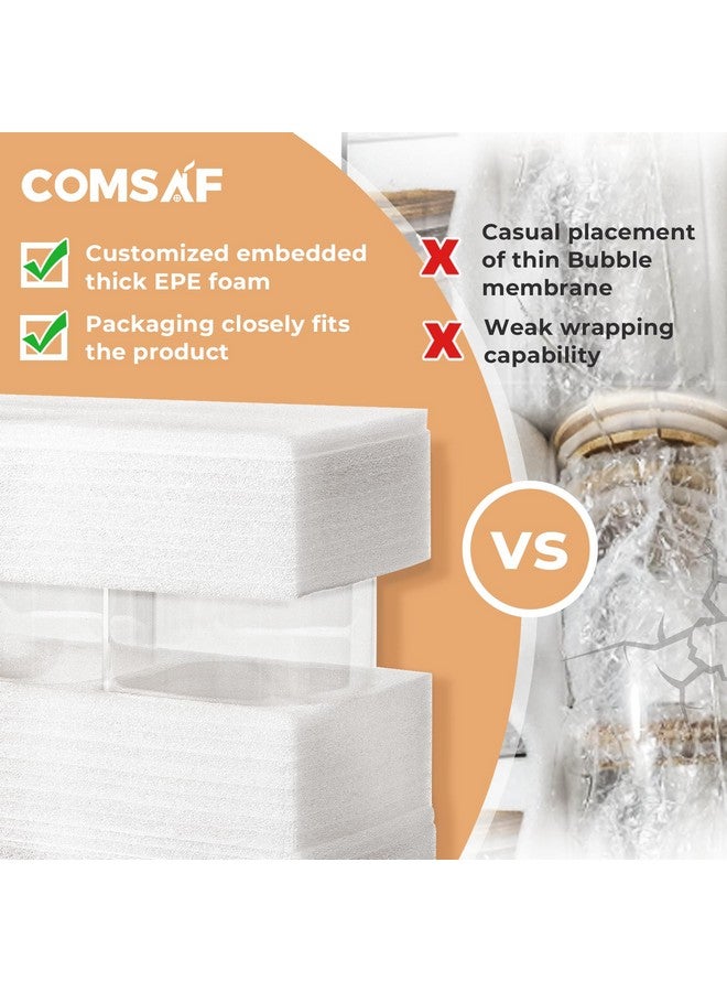كومساف حاويات تخزين زجاجية من كوم ساف سعة 37 أونصة مع أغطية، برطمانات زجاجية مع أغطية، برطمانات طعام شفافة، مجموعة من 6 عبوات مربعة، منظمات مخزن وتخزين لدقيق البسكويت والشوفان والمعكرونة والشاي وحبوب القهوة - Image 3