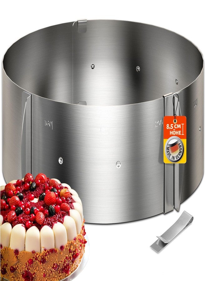 4smile Menz Stahlwaren GmbH Cake ring - Made in Germany - Stainless steel cake mold adjustable and can be fixed with clips - 3.3” high - for magical baking creations - Image 1