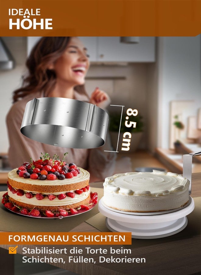 4smile Menz Stahlwaren GmbH Cake ring - Made in Germany - Stainless steel cake mold adjustable and can be fixed with clips - 3.3” high - for magical baking creations - Image 3