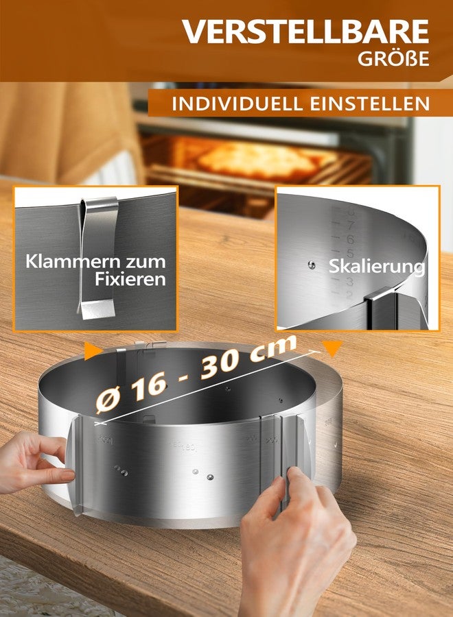 4smile Menz Stahlwaren GmbH Cake ring - Made in Germany - Stainless steel cake mold adjustable and can be fixed with clips - 3.3” high - for magical baking creations - Image 5