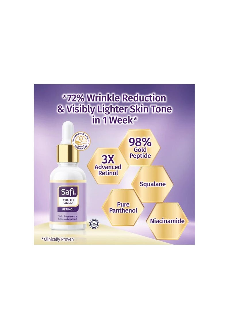 SAFI Youth Gold Retinol Skin Regenerate Serum Ampoule 15ml Niacinamide Ceramide Gold Peptide Safe for Sensitive - Image 2