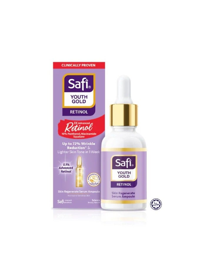 SAFI Youth Gold Retinol Skin Regenerate Serum Ampoule 15ml Niacinamide Ceramide Gold Peptide Safe for Sensitive - Image 1