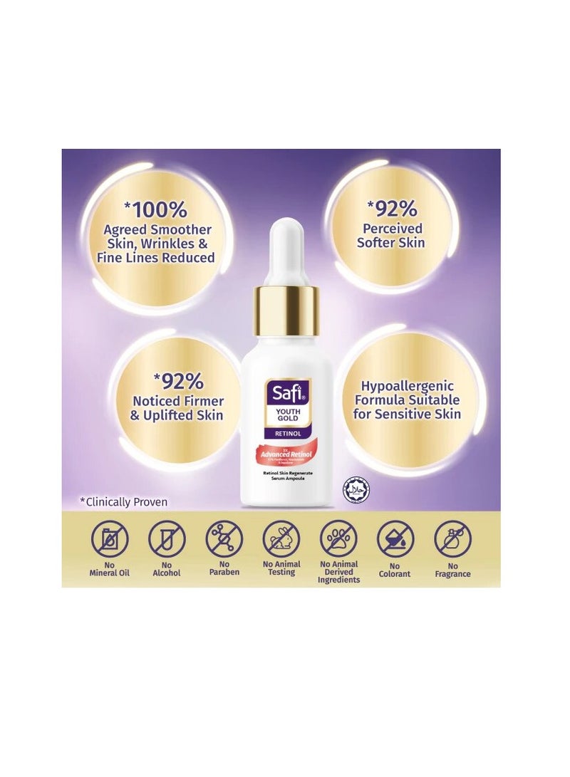 SAFI Youth Gold Retinol Skin Regenerate Serum Ampoule 15ml Niacinamide Ceramide Gold Peptide Safe for Sensitive - Image 3