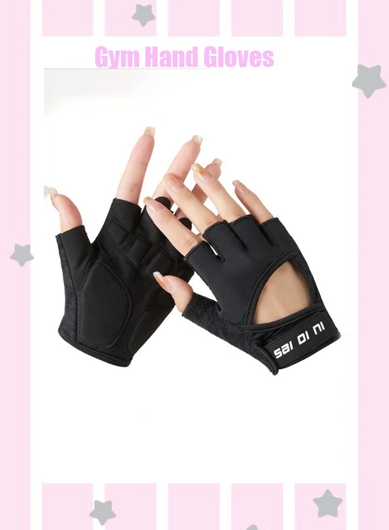 Gym Hand Gloves with Anti-skid and Wear-resistant, Comfortable Exercise Gloves and Breathable Gym Gloves Weight Lifting Gloves, Black L - Image 1