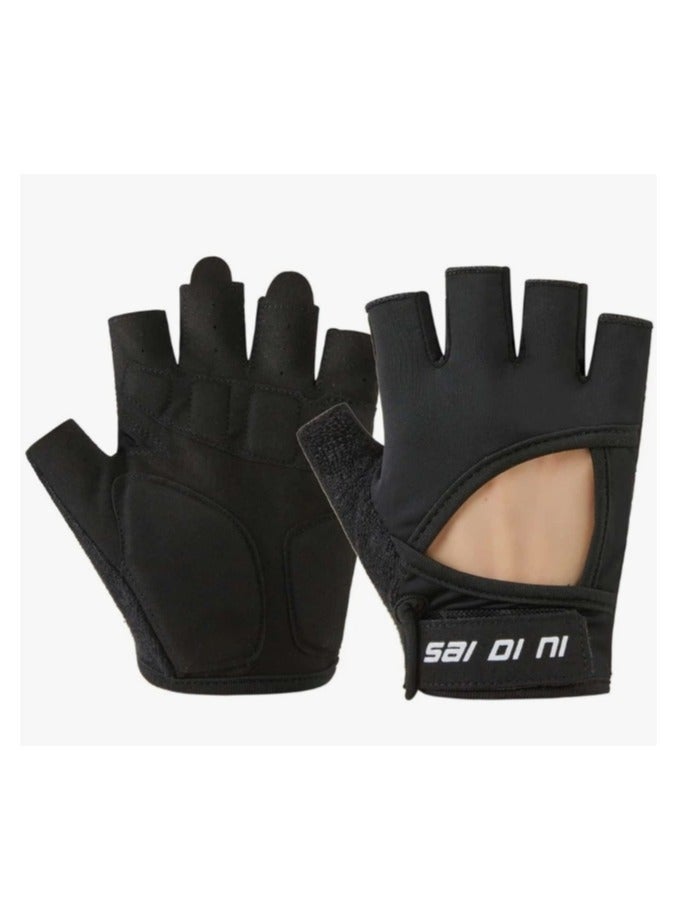 Gym Hand Gloves with Anti-skid and Wear-resistant, Comfortable Exercise Gloves and Breathable Gym Gloves Weight Lifting Gloves, Black L - Image 4