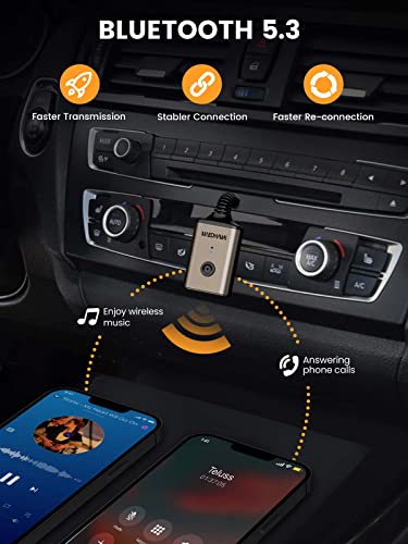 MaedHawk Portable Bluetooth 5.3 Wireless Audio Receiver, Rotatable 3.5mm Adapter for Car Home Stereo Speaker Wired Headphones, Hands-Free Calls - Image 3