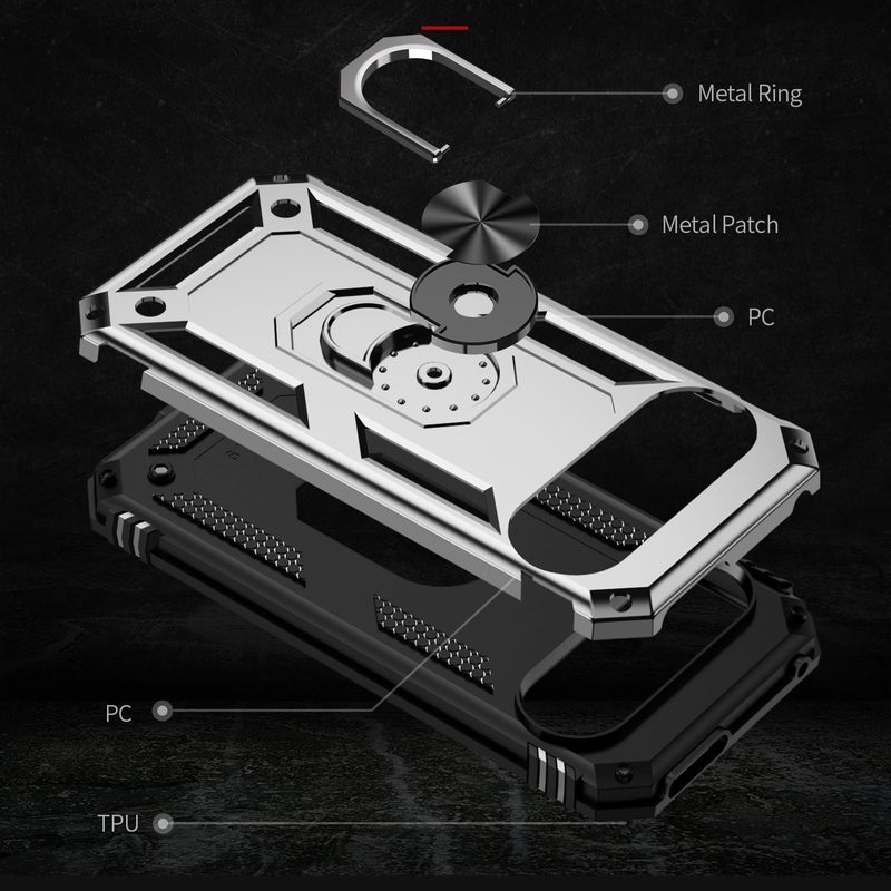 HuHa Protective Cover For Google Pixel 9 Pro / 9 Shockproof TPU + PC Phone Case with Holder(Silver) - Image 5
