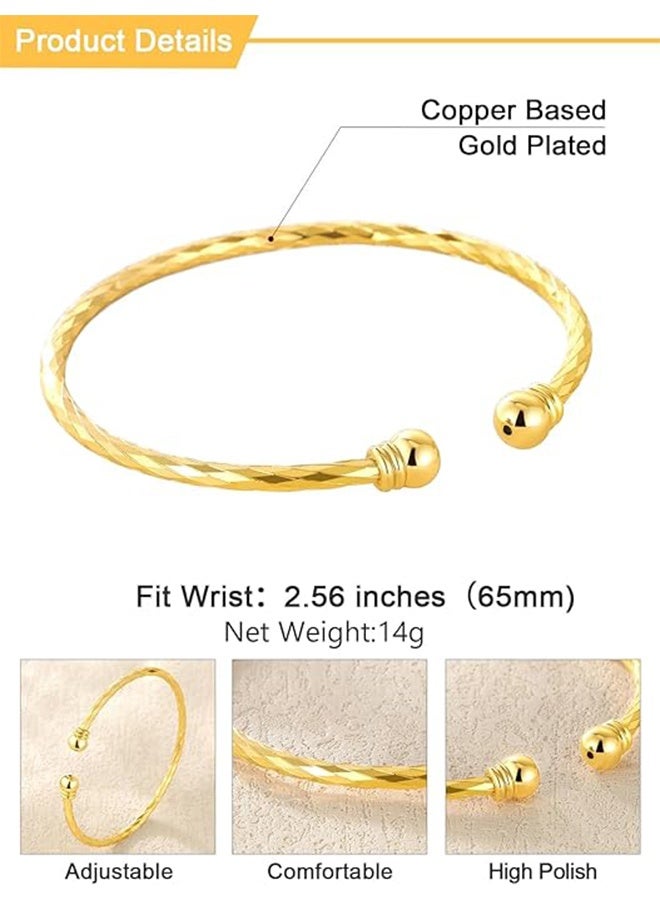 GIFT Women Simple Cuff Bracelet, 18K Real Gold Platinum Plated Fine Bracelets Fashion Jewelry Open Bangle Cuff Bracelets, Twisted or Heart Style - Image 4