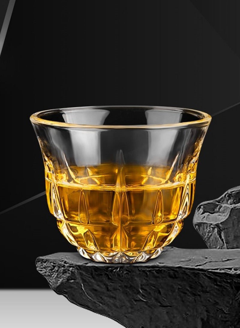 مجموعة من 6 أكواب زجاجية شفافة بنمط شبكي سعة 62 مل - أكواب شرب أنيقة ومتينة لتقديم المشروبات - Image 3