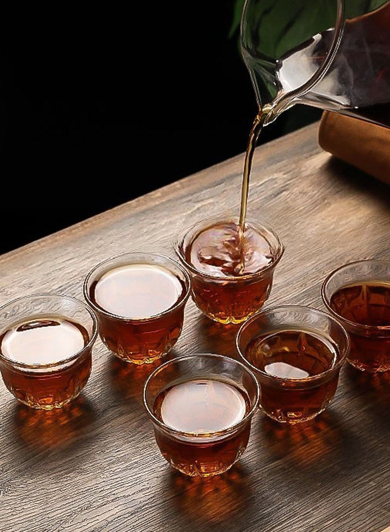 مجموعة من 6 أكواب زجاجية شفافة بنمط شبكي سعة 62 مل - أكواب شرب أنيقة ومتينة لتقديم المشروبات - Image 5