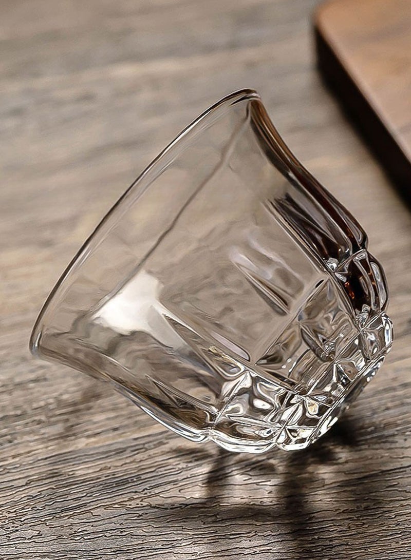 مجموعة من 6 أكواب زجاجية شفافة بنمط شبكي سعة 62 مل - أكواب شرب أنيقة ومتينة لتقديم المشروبات - Image 4