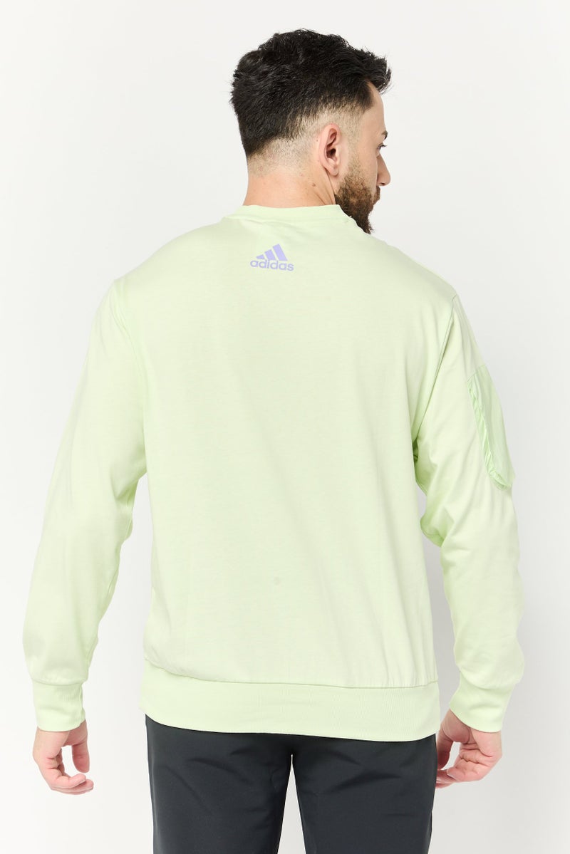 Adidas Men Sportswear Fit Long Sleeve Outdoor Sweatshirt, Lime Green - Image 4
