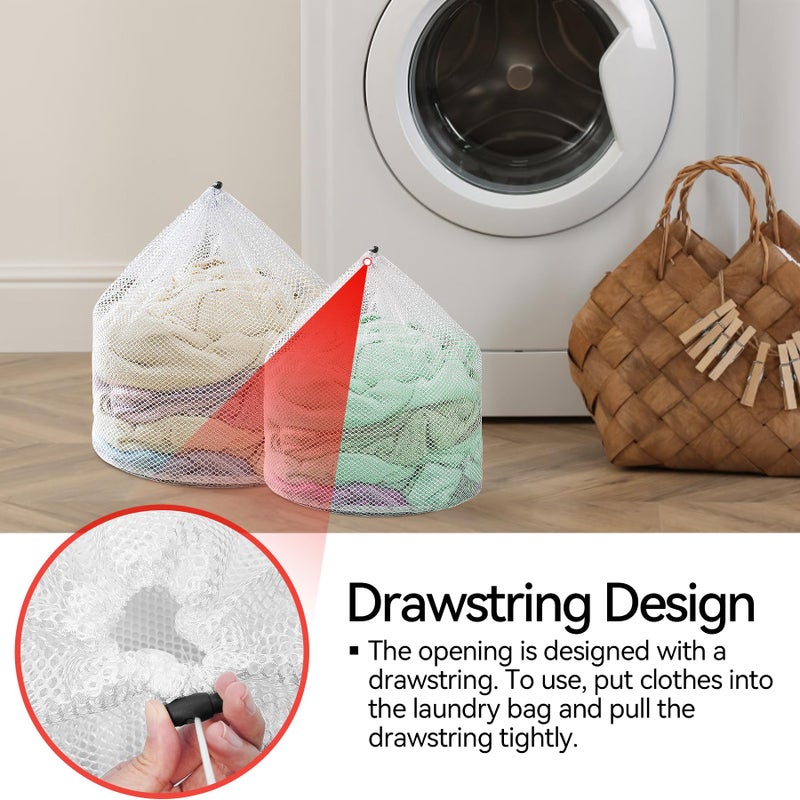 Nufiwra 3Pcs Laundry Mesh Wash Bags, Drawstring Net Laundry Bag for Washing Machine, Mesh Laundry Wash Bags for Home Dorm Hotel Travel Use - Image 5
