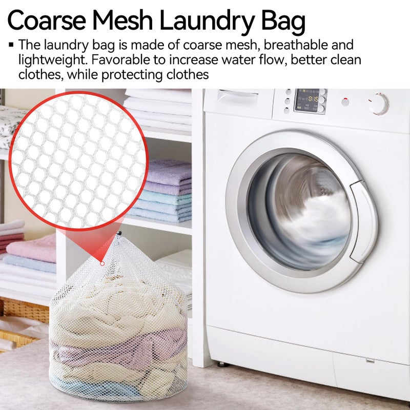 Nufiwra 3Pcs Laundry Mesh Wash Bags, Drawstring Net Laundry Bag for Washing Machine, Mesh Laundry Wash Bags for Home Dorm Hotel Travel Use - Image 4