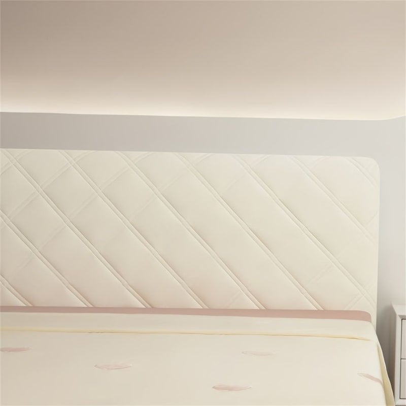1 Luxury Classic Quilted Short Plush Headboard Dust Cover For Full Size Bed Super Soft And Comfortable Washable Polyester Fabric With Reactive Print Machine Or Hand Washable Pink W63xH28 Inch - Image 2
